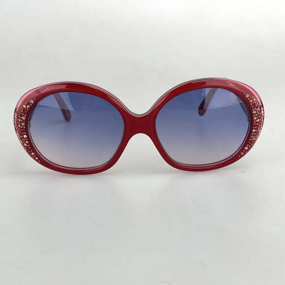 Francis Klein Sunglasses mod. DOREEN A29 Rhinestone Dark Red Made in France RARE main image 8